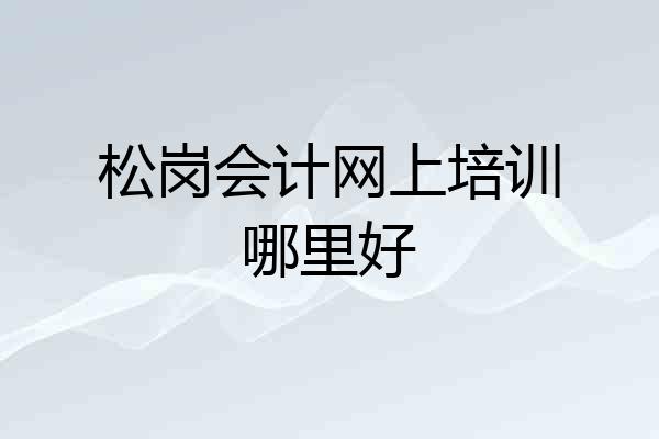 松岗会计网上培训哪里好