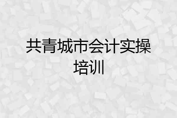 共青城市会计实操培训