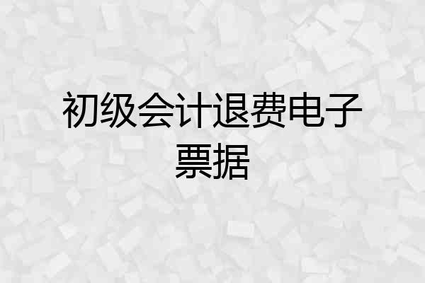 初级会计退费电子票据