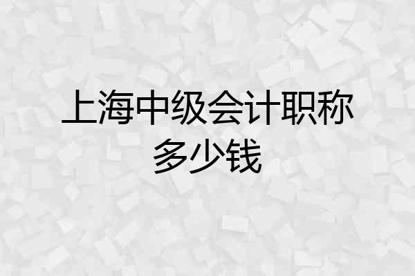 上海中级会计职称多少钱