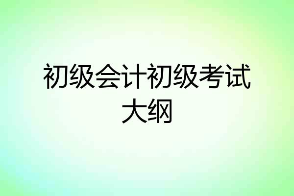 初级会计初级考试大纲