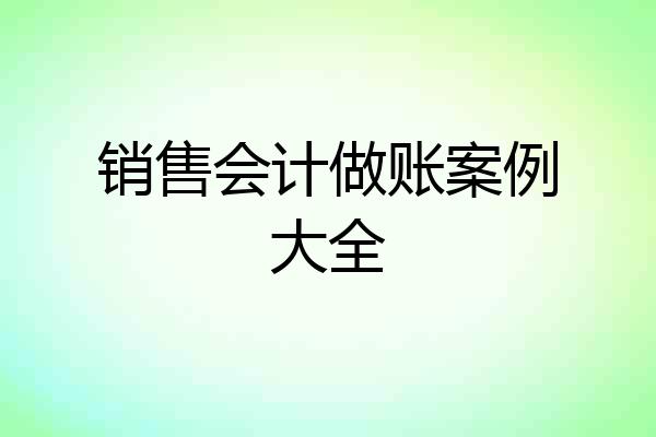 销售会计做账案例大全