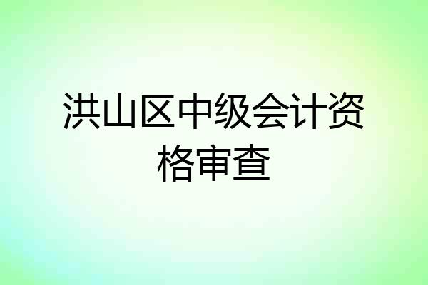 洪山区中级会计资格审查