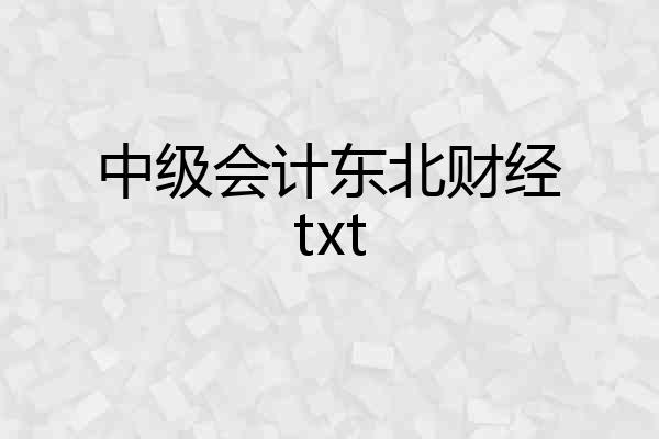 中级会计东北财经txt
