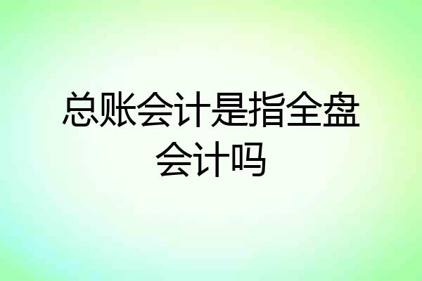 总账会计是指全盘会计吗