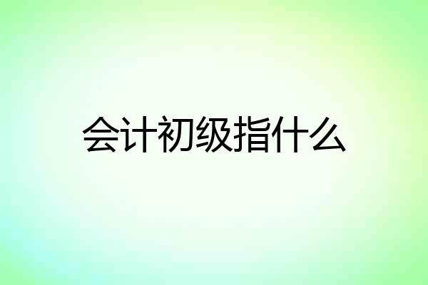 会计初级指什么