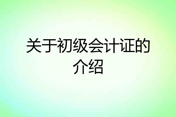 关于初级会计证的介绍