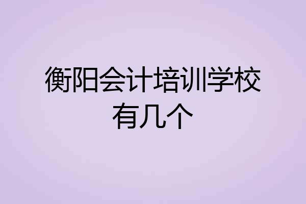 衡阳会计培训学校有几个
