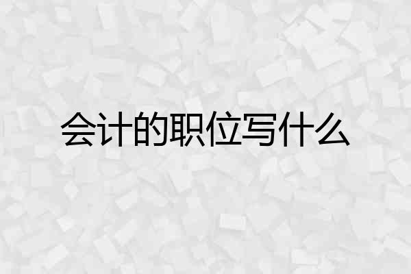 会计的职位写什么