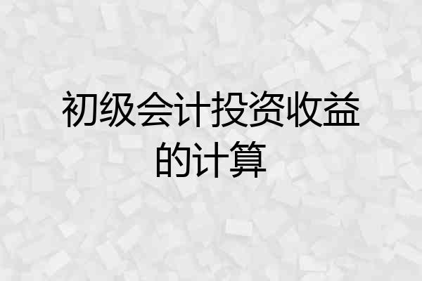初级会计投资收益的计算