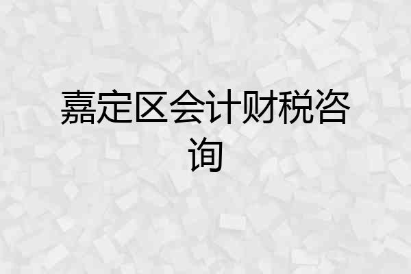 嘉定区会计财税咨询