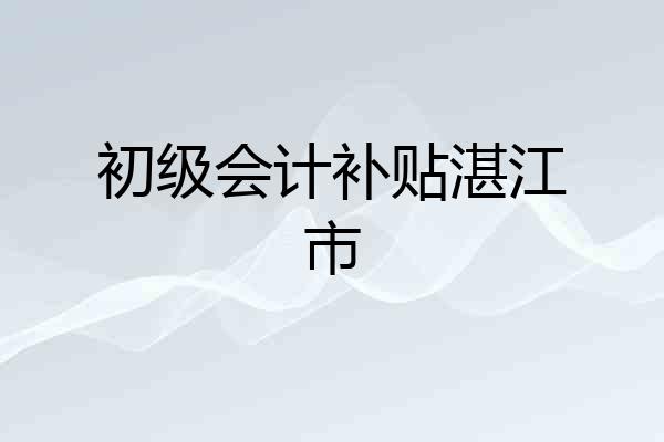初级会计补贴湛江市