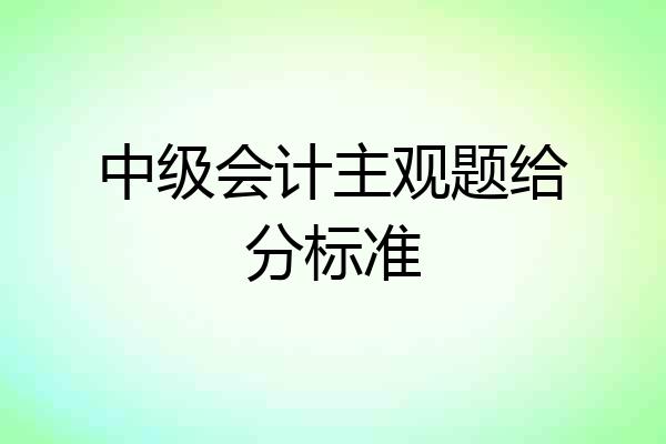 中级会计主观题给分标准