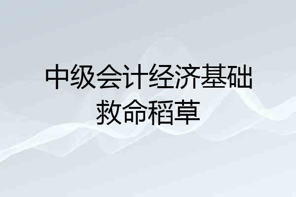 中级会计经济基础救命稻草