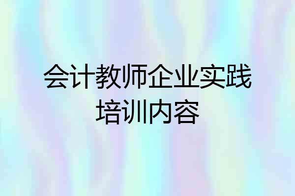 会计教师企业实践培训内容