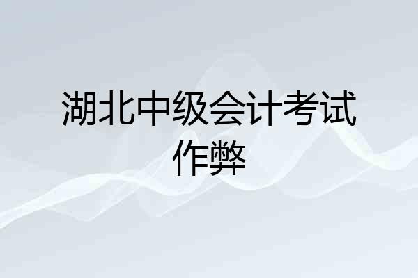 湖北中级会计考试作弊