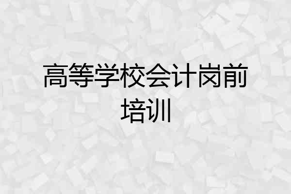 高等学校会计岗前培训
