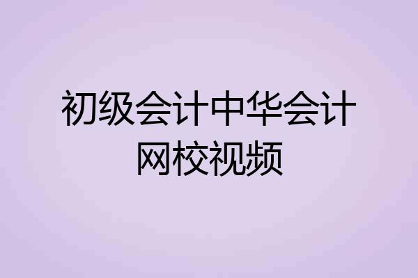 初级会计中华会计网校视频