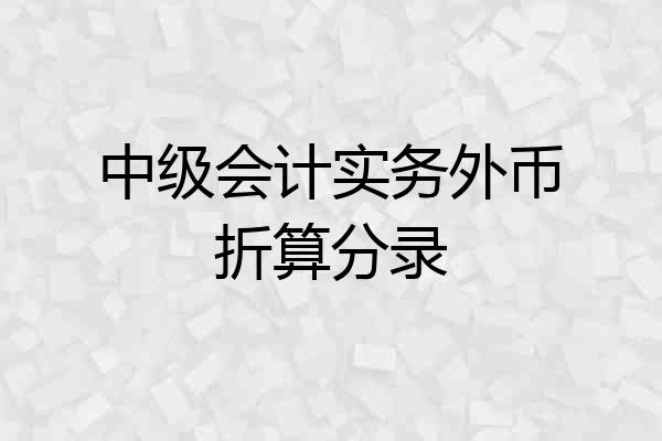 中级会计实务外币折算分录