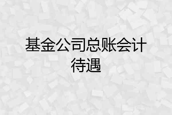基金公司总账会计待遇