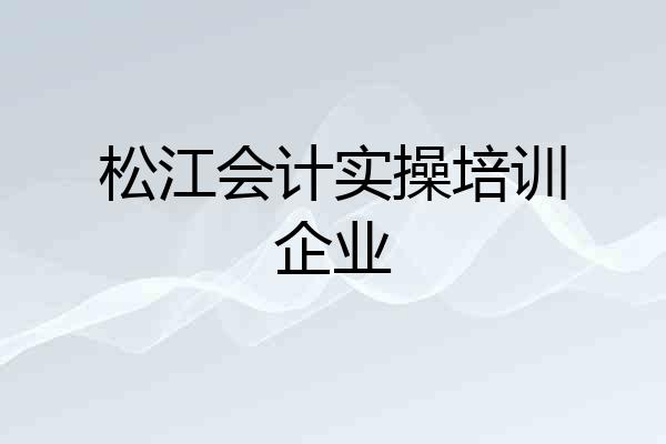 松江会计实操培训企业