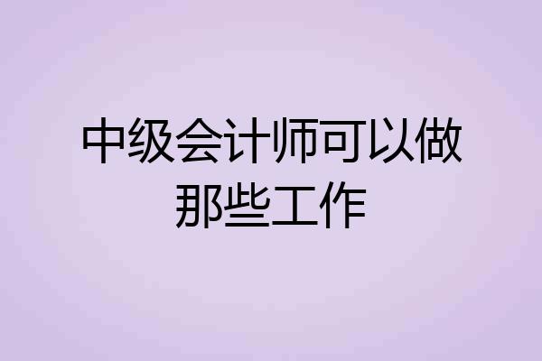 中级会计师可以做那些工作