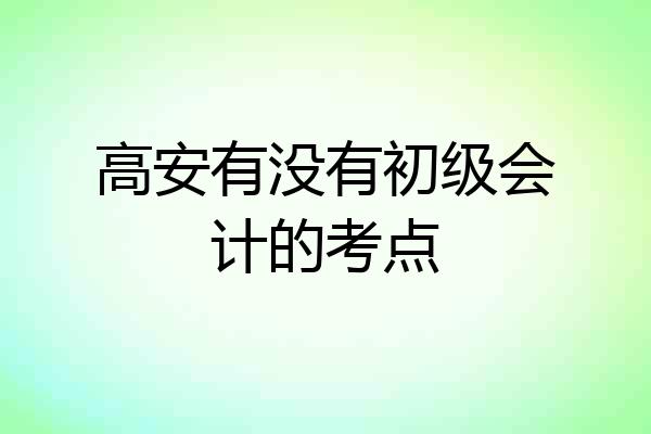 高安有没有初级会计的考点