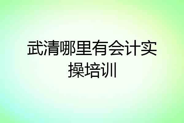 武清哪里有会计实操培训