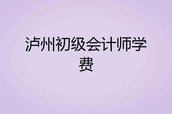 泸州初级会计师学费