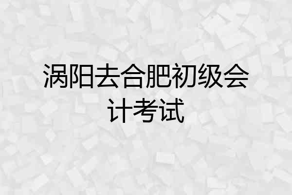 涡阳去合肥初级会计考试