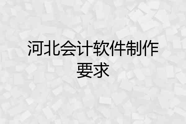 河北会计软件制作要求