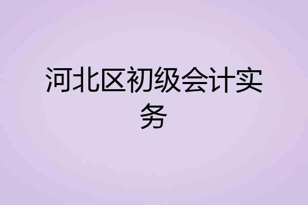河北区初级会计实务
