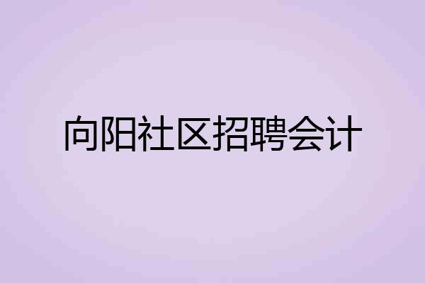 向阳社区招聘会计