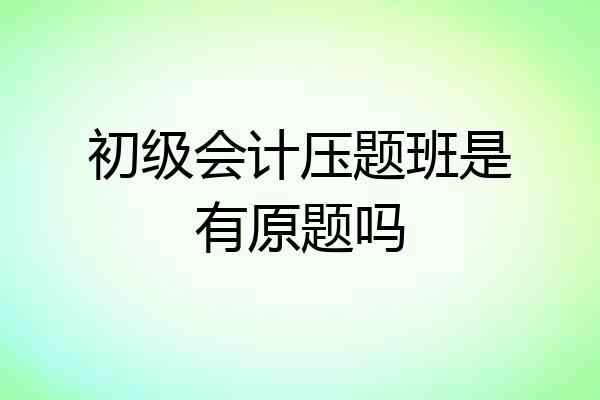 初级会计压题班是有原题吗