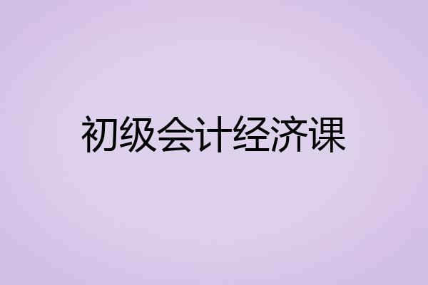 初级会计经济课