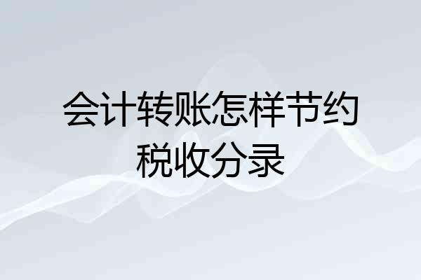 会计转账怎样节约税收分录