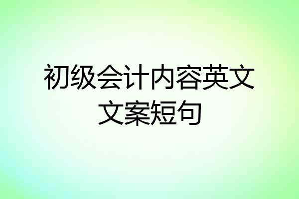 初级会计内容英文文案短句