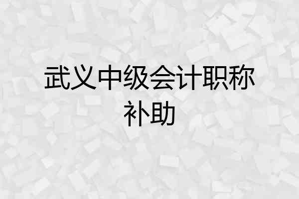 武义中级会计职称补助
