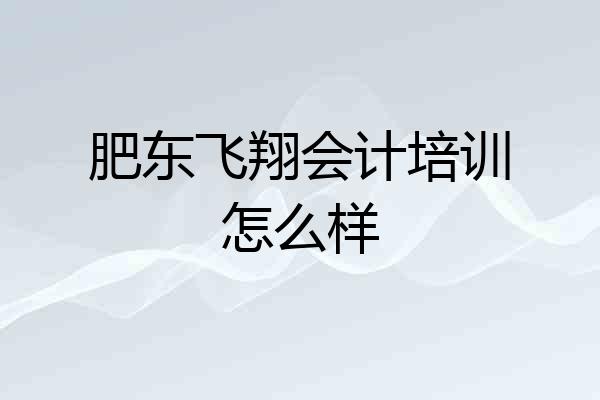 肥东飞翔会计培训怎么样