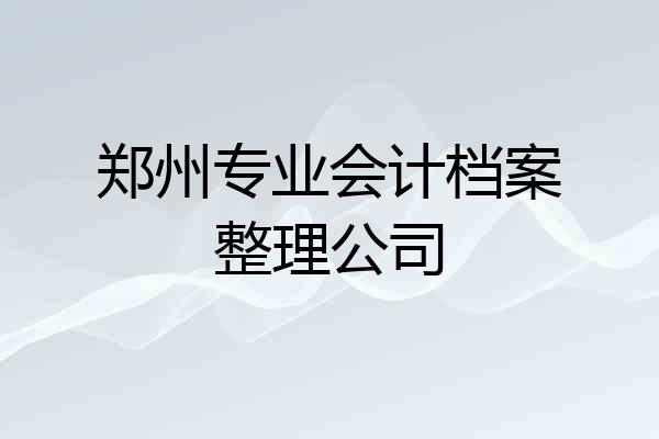 郑州专业会计档案整理公司