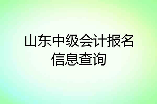 山东中级会计报名信息查询