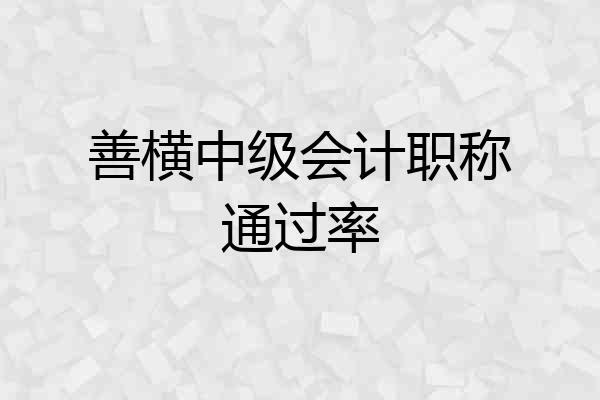 善横中级会计职称通过率
