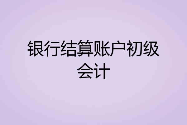 银行结算账户初级会计