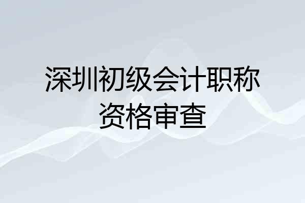深圳初级会计职称资格审查