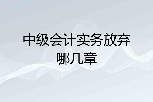 中级会计实务放弃哪几章