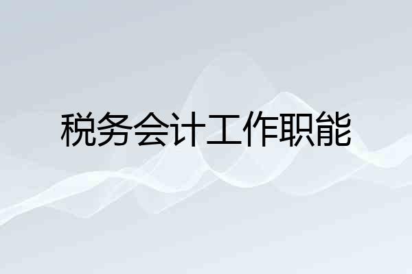 税务会计工作职能
