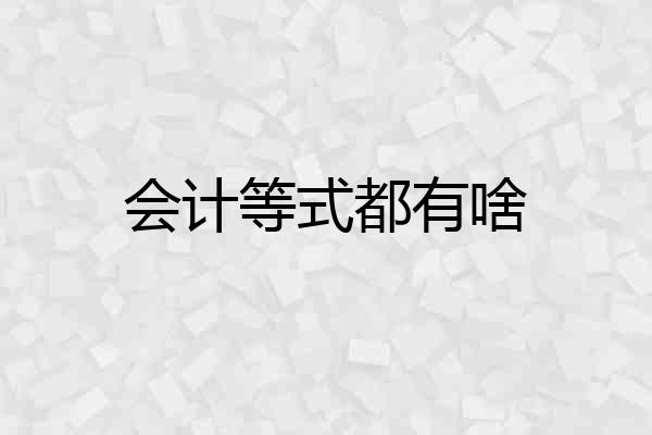 会计等式都有啥