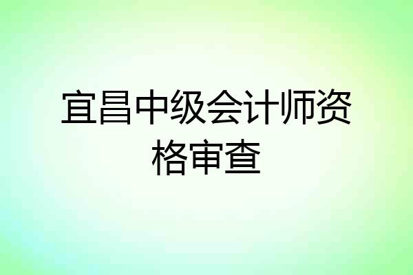 宜昌中级会计师资格审查