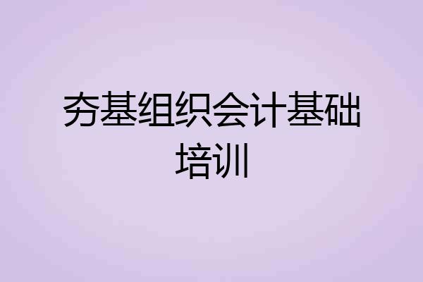 夯基组织会计基础培训