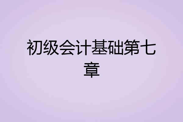初级会计基础第七章
